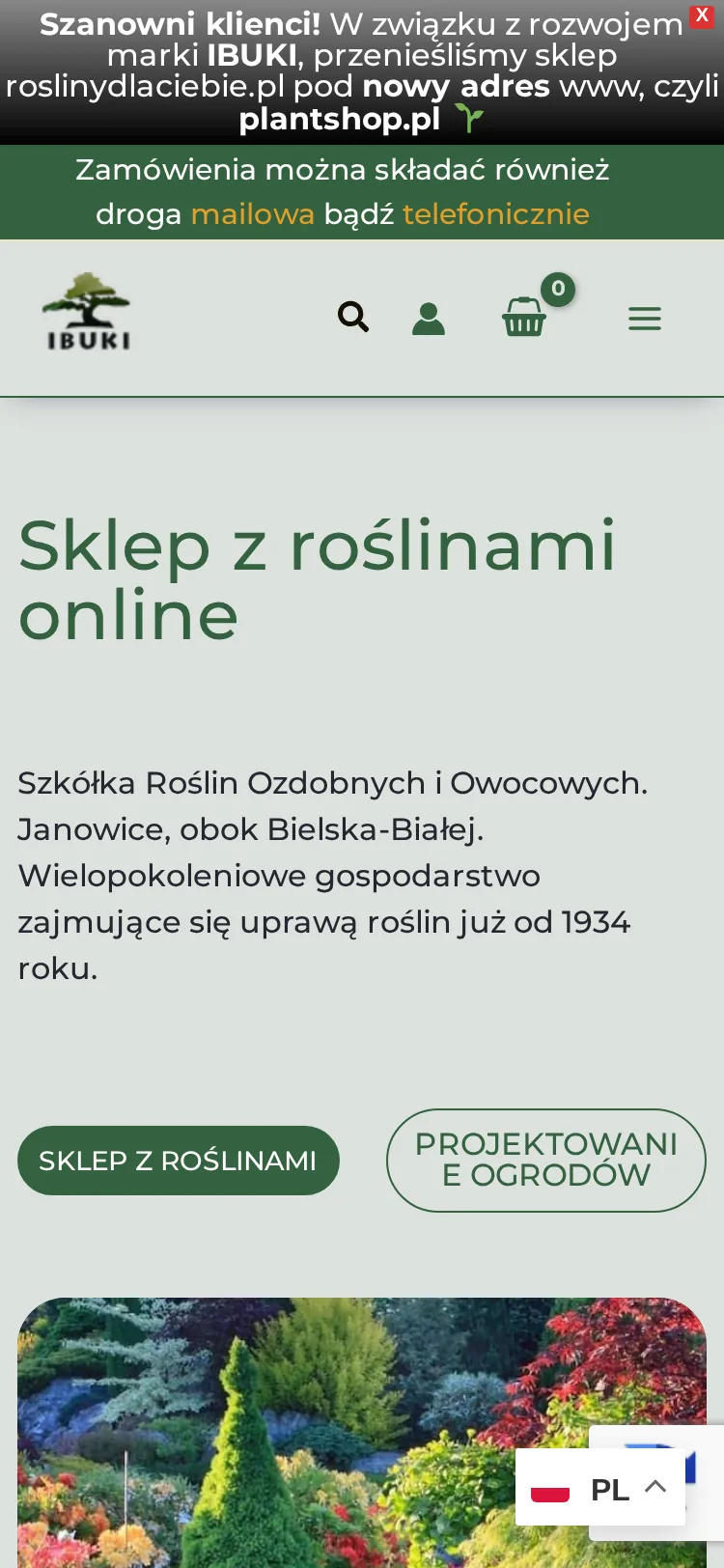 Plantshop.pl - widok mobilny
